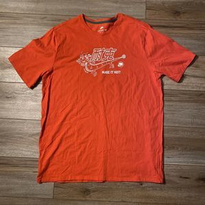Nike The Nike Tee Men's XXL Orange/Red Short Sleeve Logo Make It Hot 100% Cotton